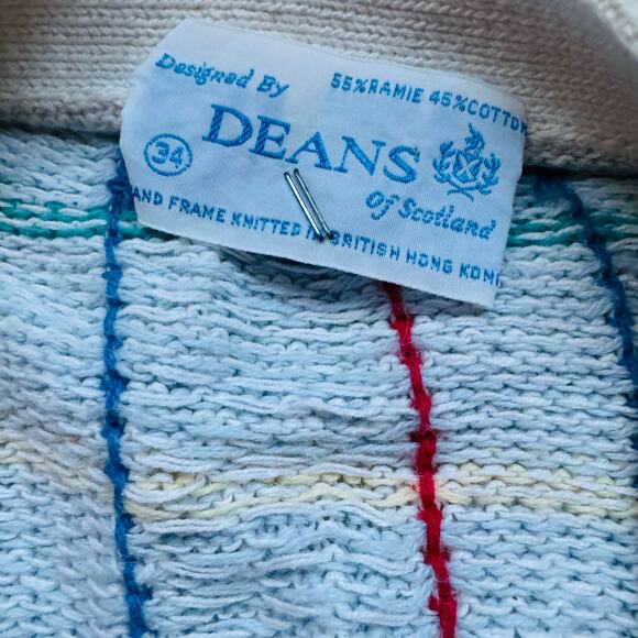 Deans of Scotland Womens Pastel Blue Cotton Button Down Cardigan Sweater VTG 34 - Picture 3 of 5